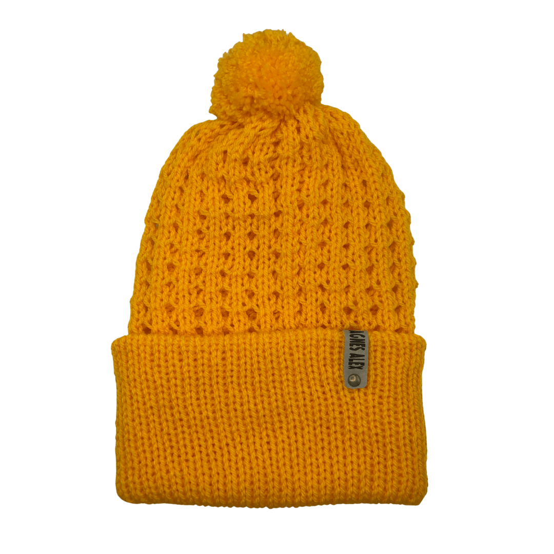 Angus Yellow Beanie Bobble Hat - AGNES ALEX