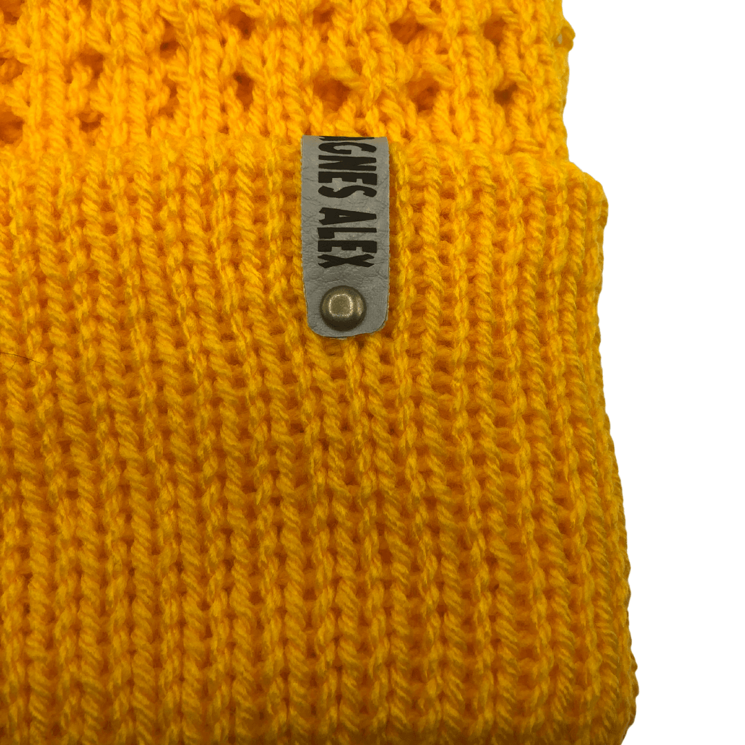 Angus Yellow Beanie Bobble Hat - AGNES ALEX