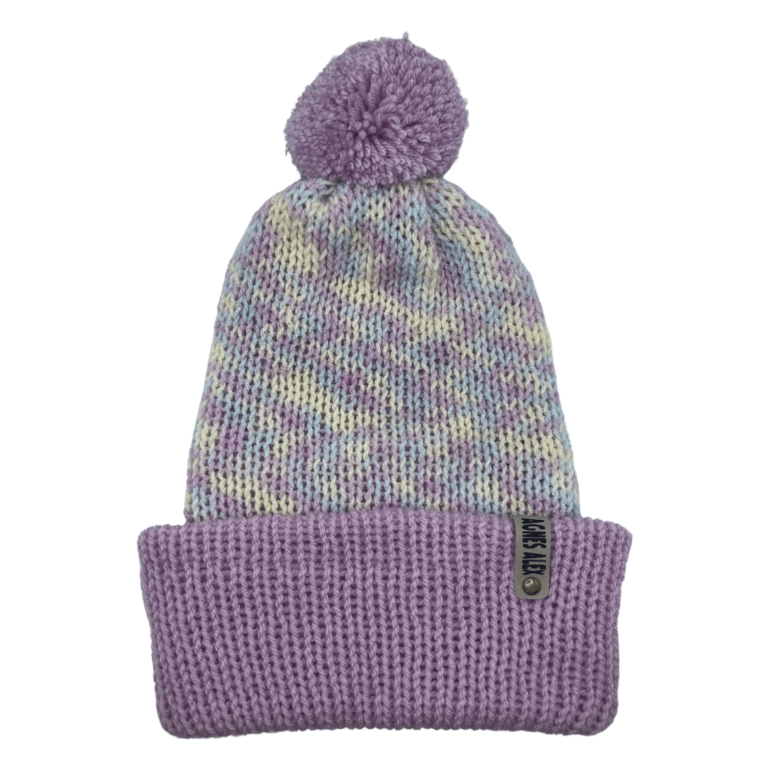 Gigi Lilac Beanie Bobble Hat - AGNES ALEX