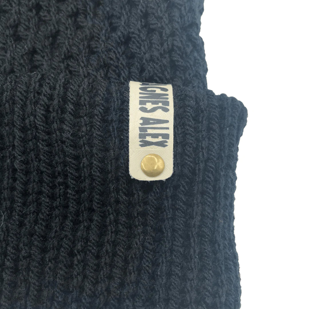 Lewis Black Beanie Bobble Hat - AGNES ALEX