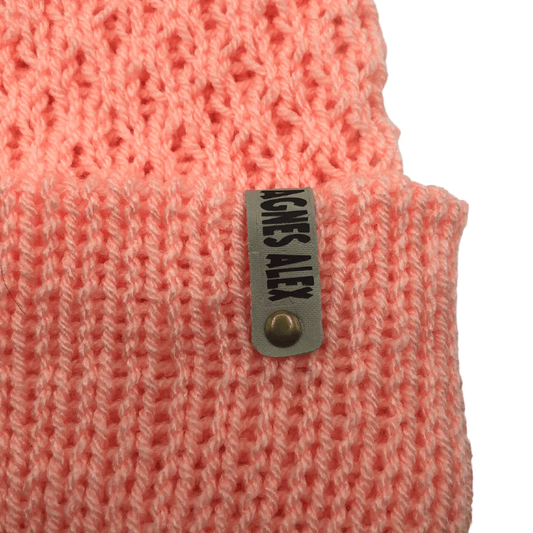 Lewis Peach Beanie Bobble Hat - AGNES ALEX