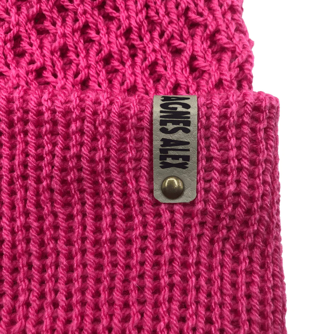 Lewis Pink Beanie Bobble Hat - AGNES ALEX