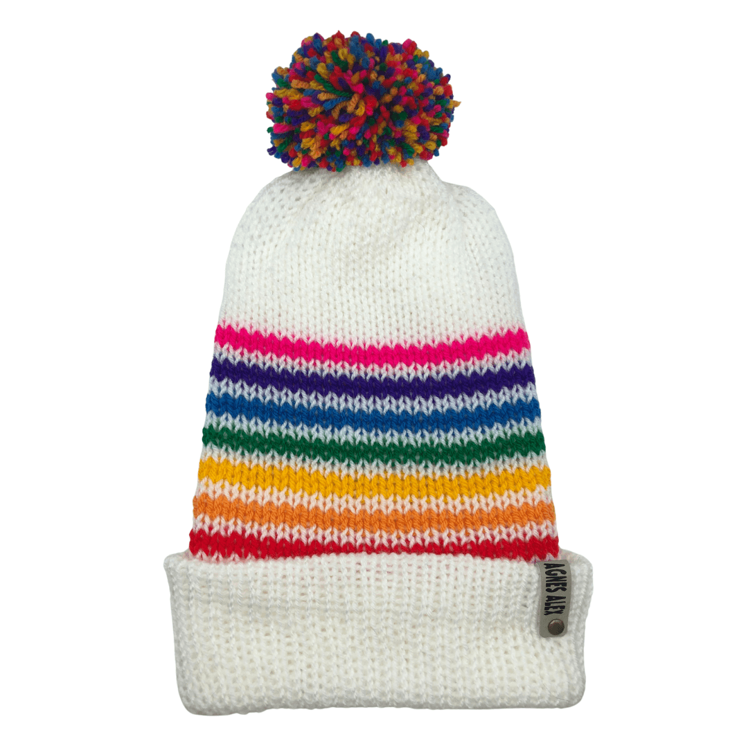 Little Rainbow Beanie Bobble Hat - AGNES ALEX