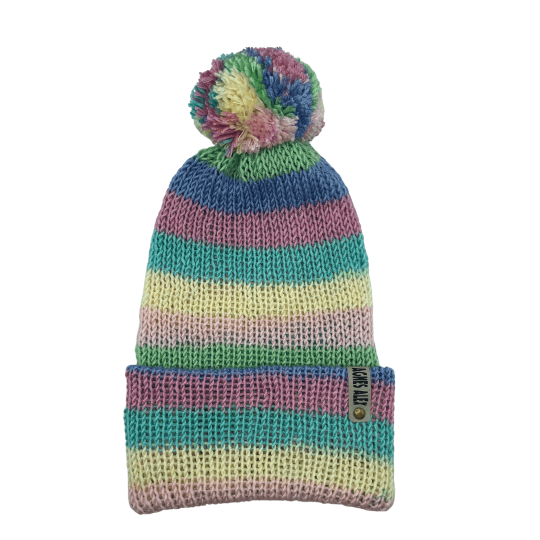 Rainbow 1 Beanie Bobble Hat - AGNES ALEX