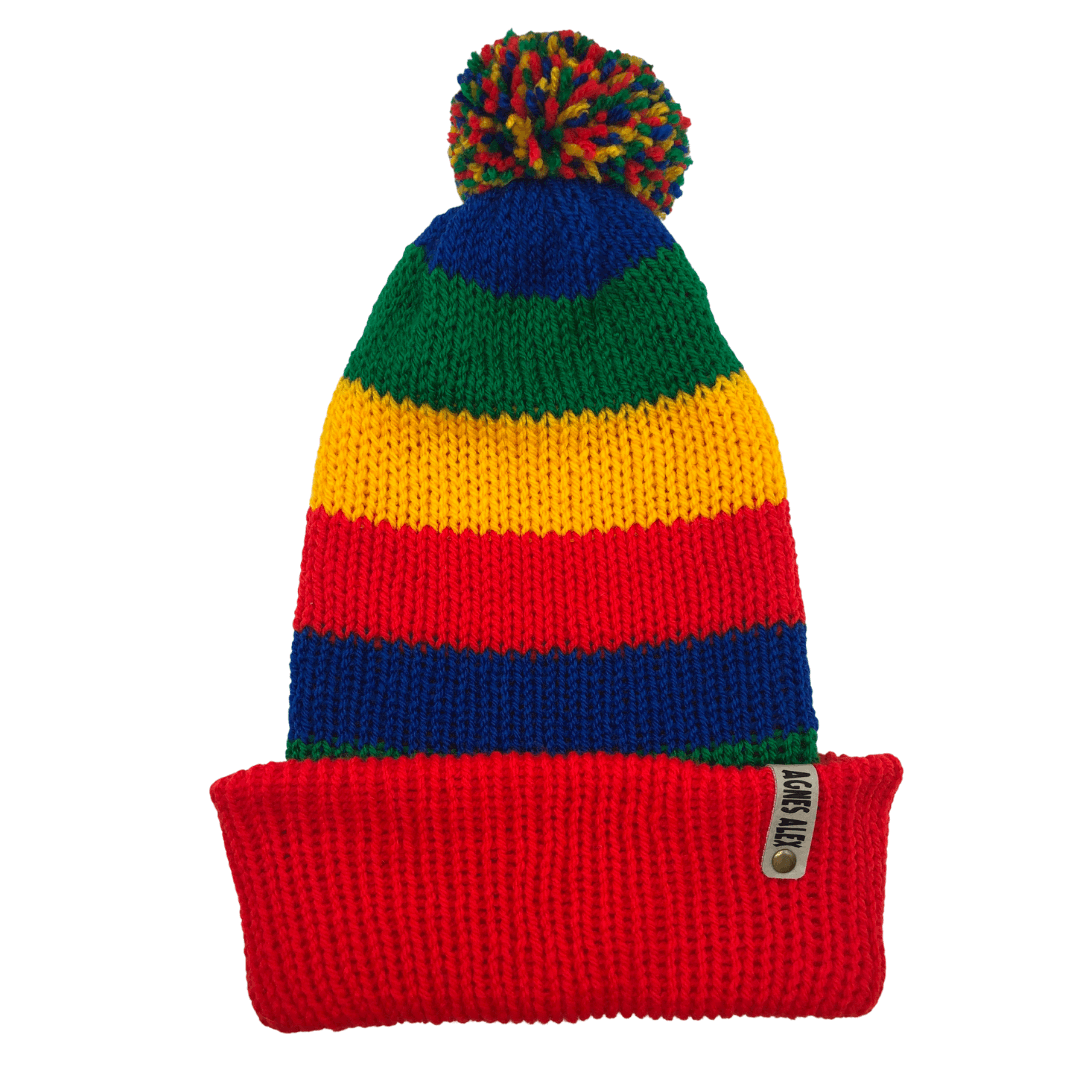 Rainbow Beanie Bobble Hat - AGNES ALEX